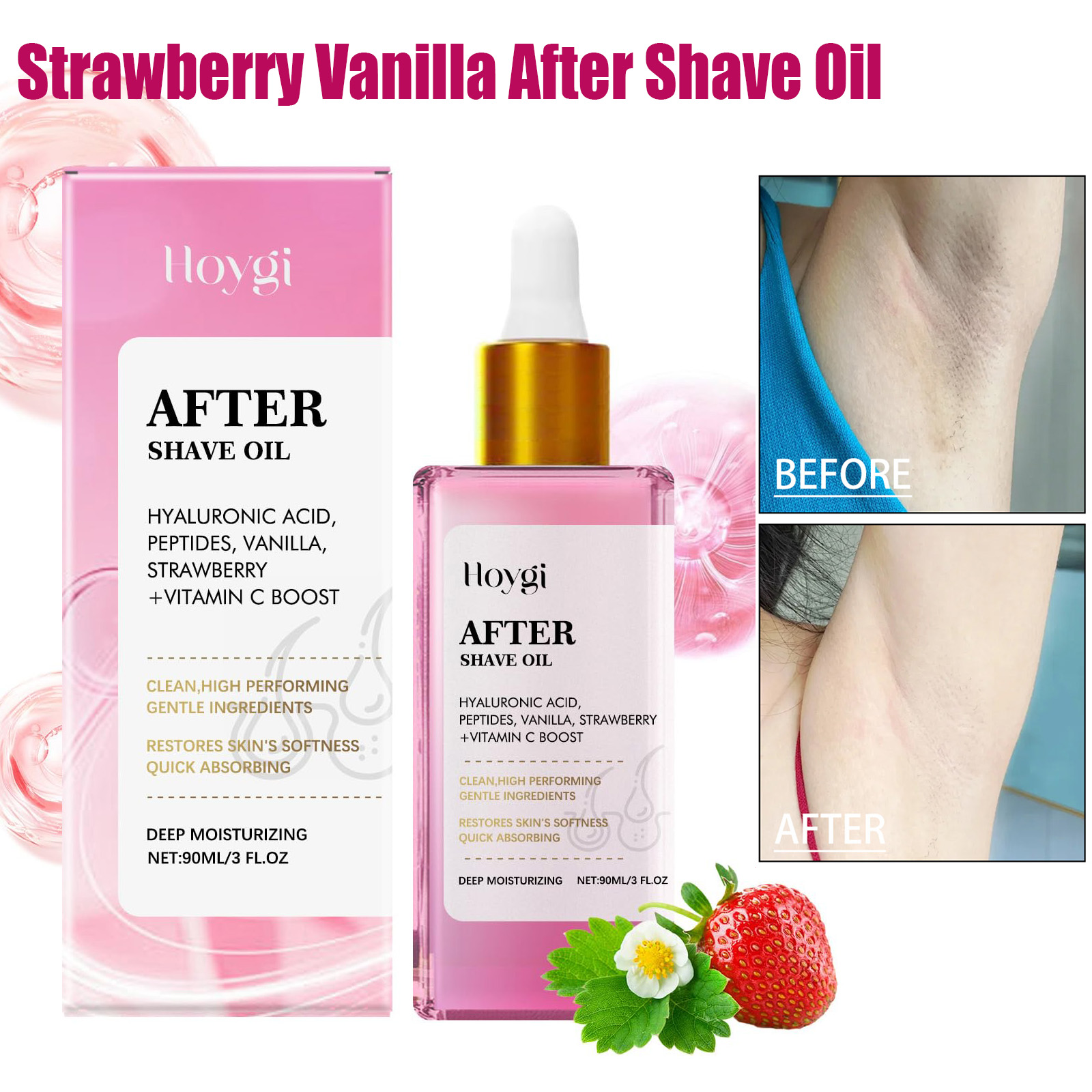 Shaving Cream - アフターシェーブオイル ストロベリーの香り 肌を滑らかにする 鎮静効果のある修復保湿エッセンシャルオイル 脱毛用 スキンケア