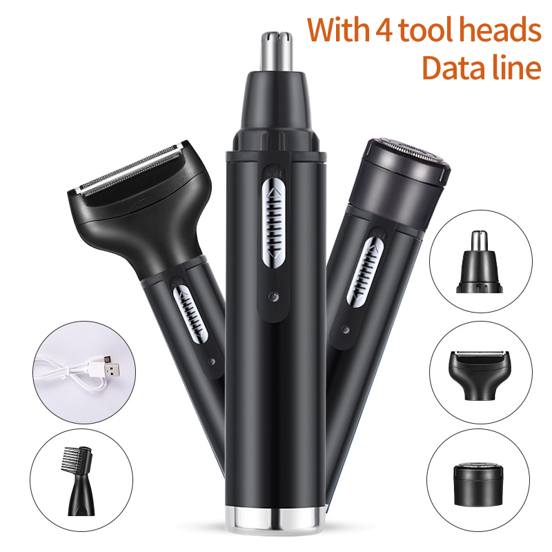 Electric Shaver Rotary - 電気鼻耳ヘアトリマー男性用無痛充電式眉毛ひげ 4 in 1 バリカンシェーバー