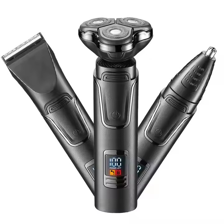 Electric Shaver Rotary - 3in1電気シェーバー トリプルブレードシェービング フローティングヘアトリマー クリッパーかみそり ロータリーシェーバー 鼻毛耳毛髭剃りセット