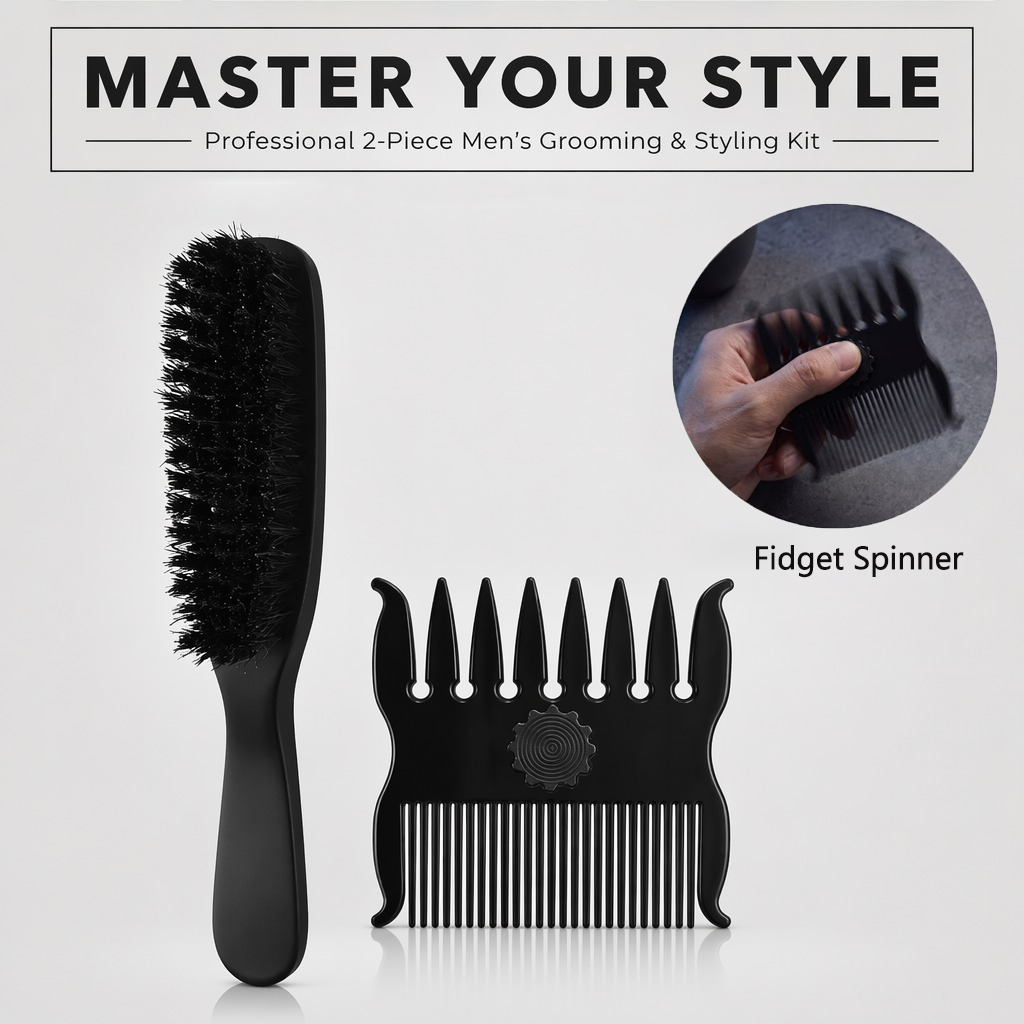 Men'S Grooming Hairstyles - 1/2個セット ヘアスタイルコーム 360 ° 回転可能なデュアルトゥーススタイリングコームイノシシ毛ひげオイルヘッドブラシ帯電防止男性グルーミングツール