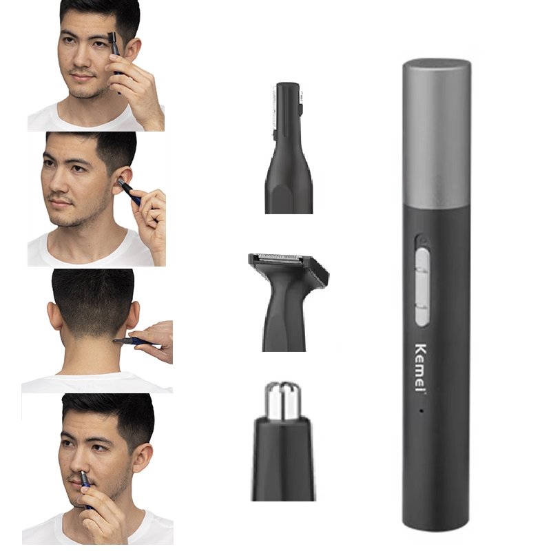 Body Trimmer - Kemei Pro 充電式鼻毛トリマーペンひげグルーミングキット電動フェイシャルネックラインボディトリマー耳眉毛トリマー男性女性用