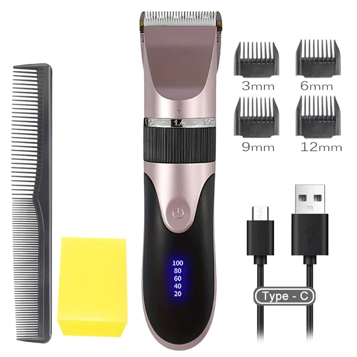 Body Trimmer - L70A ヘアクリッパー トリマー（コームと4つのアタッチメント付き）、ヘアカットブレード、ボディヘア・もみあげトリマー、低騒音充電式ヘアカッティングA