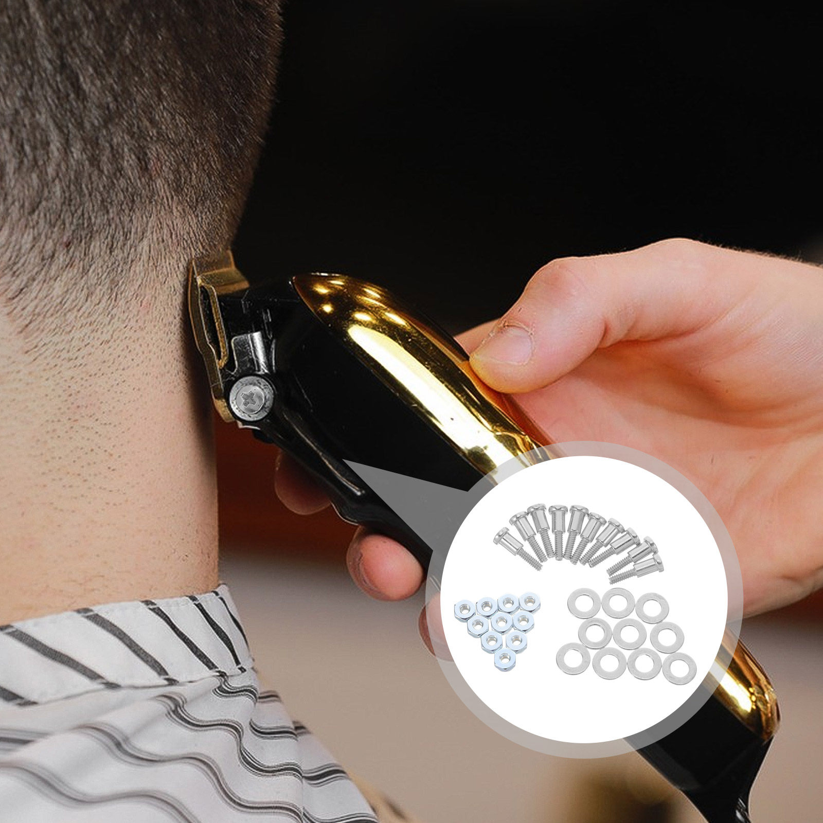 Hair Clipper - 10個セット：ヘアトリマー用調整ロッド固定ネジ、ナット、ガスケット、緩み防止、高精度、バリカン修理・交換用