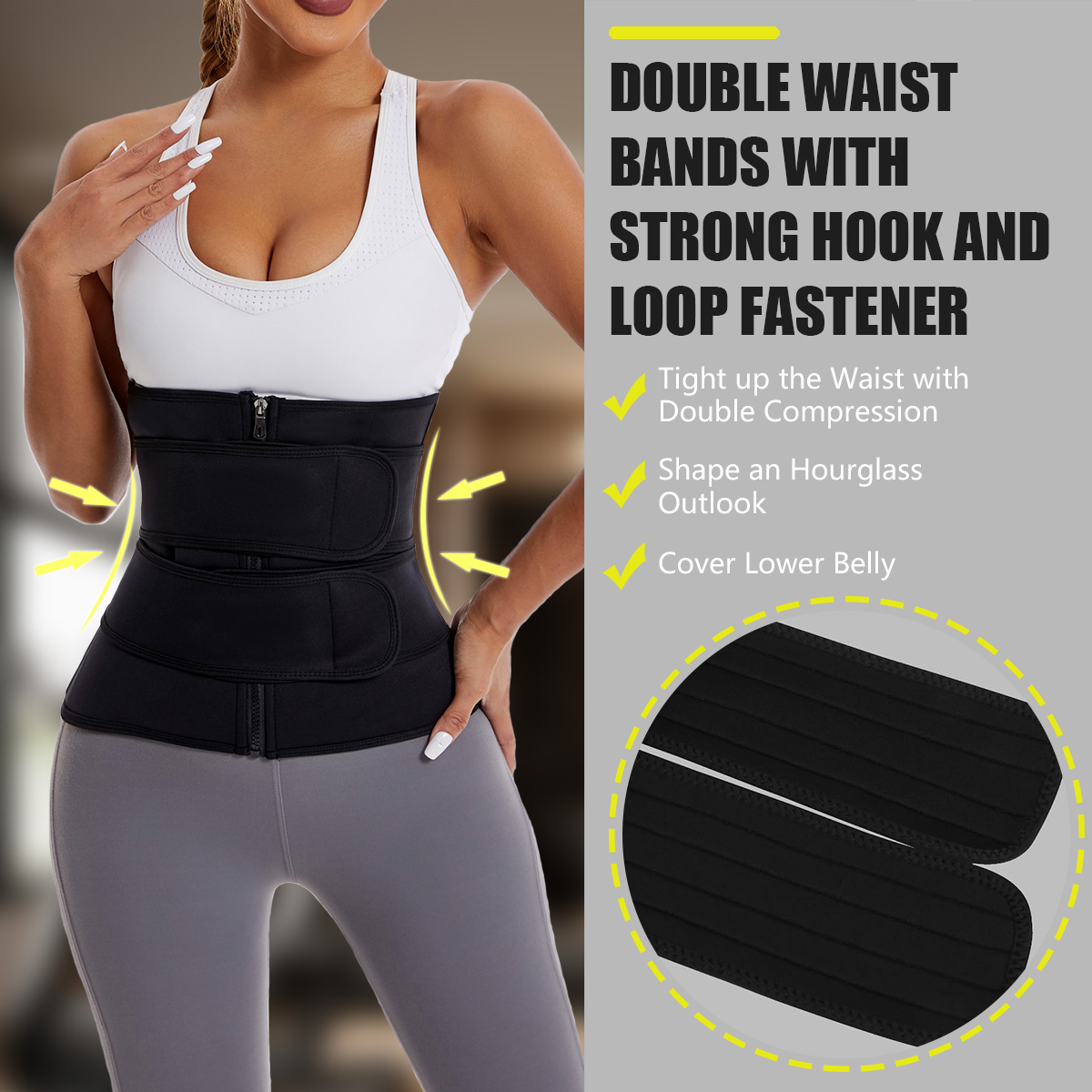 女性用ウエストトレーナーベルト ダブルストラップ ジッパー  - Body Trimmer のレビューと価格